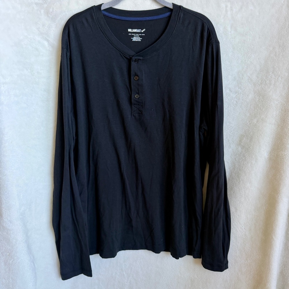 William Rast Mens Black Long Sleeve Henley Shirt Cotton Modal Blend Size XL